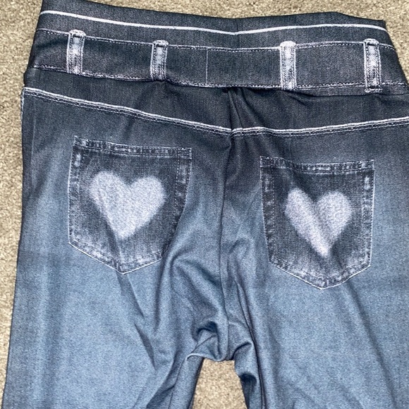 High-waisted High-stretch Faux Denim Leggings - Size Medium - Picture 6 of 6